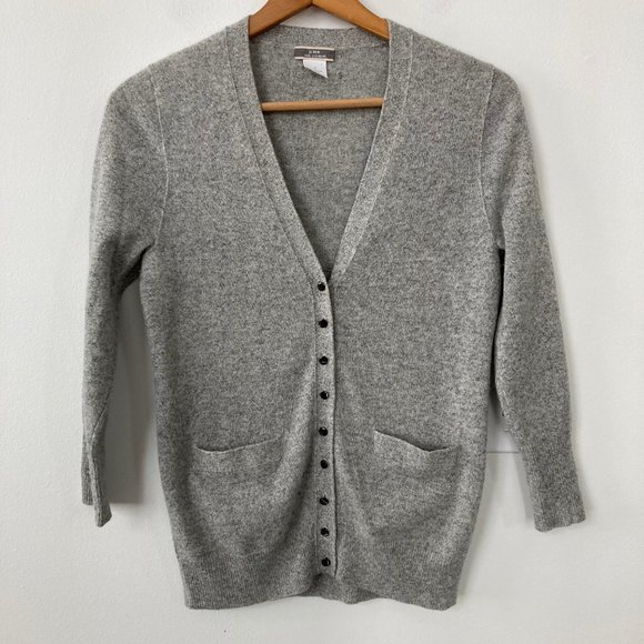 J. Crew 100% Cashmere V-neck Cardigan Grey - Picture 1 of 5